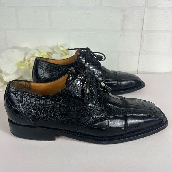 David Eden Mens Leather Dress shoes size 7.5 Black - Picture 2 of 13